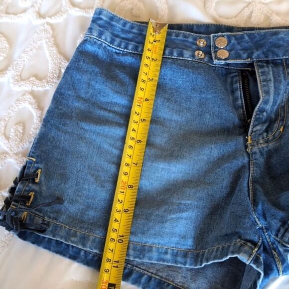 Vintage Tommy Jeans Denim Shorts With Leather Lace Up Ties - Picture 9 of 10